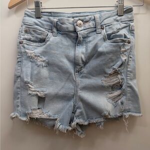 American Eagle Outfitters Light Blue Ripped Jean Shorts